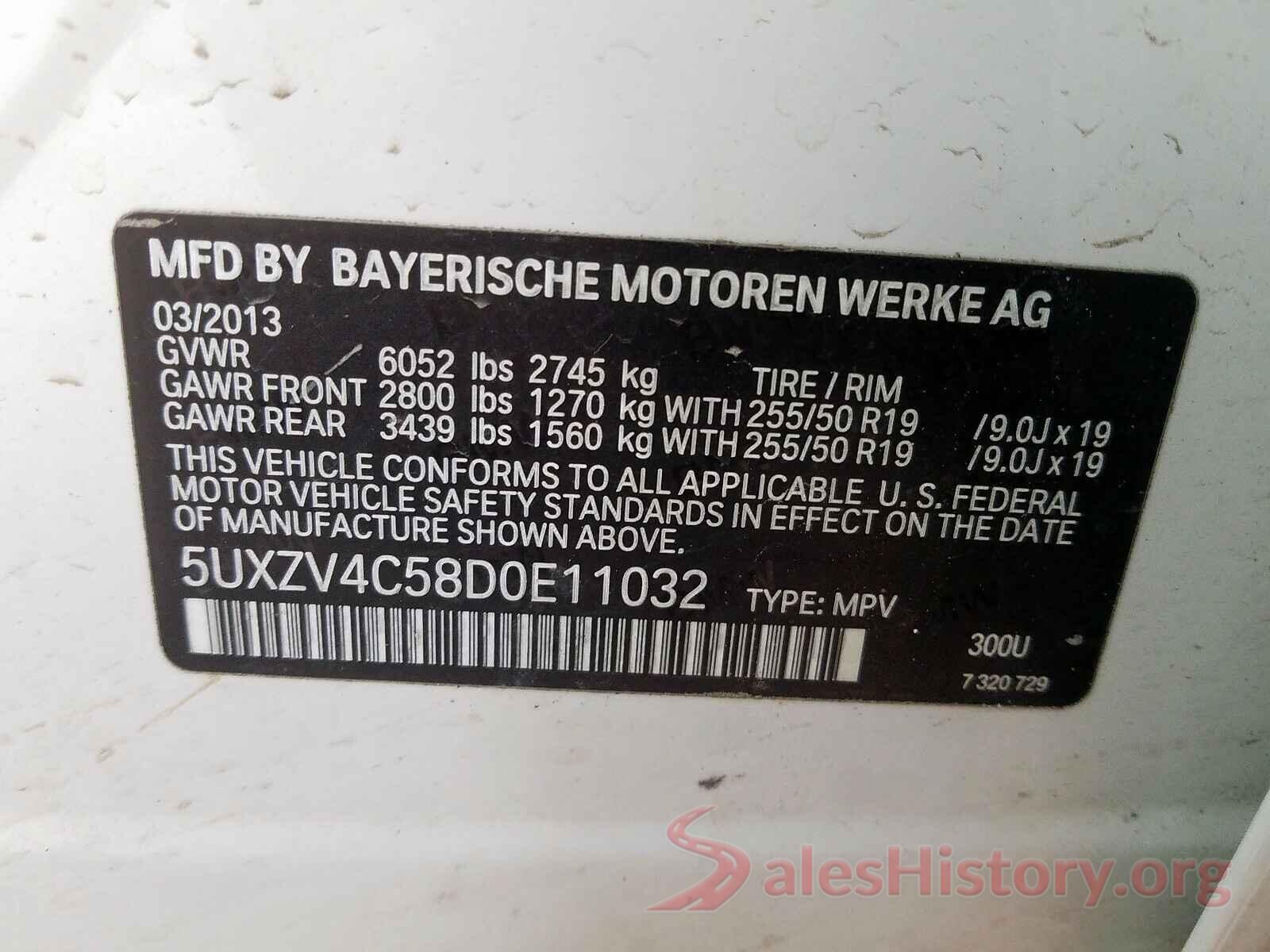 5UXZV4C58D0E11032 2013 BMW X5