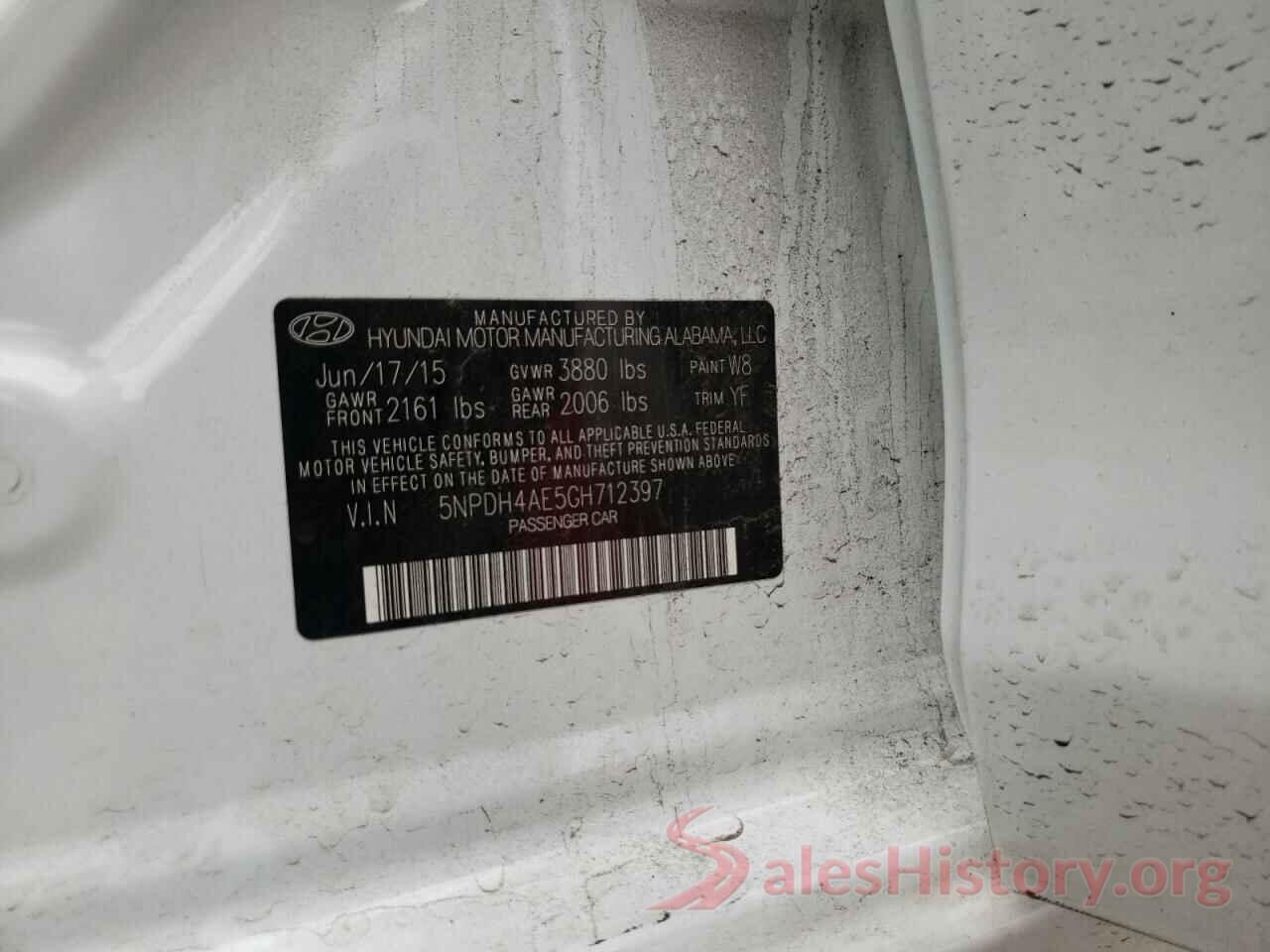 5NPDH4AE5GH712397 2016 HYUNDAI ELANTRA