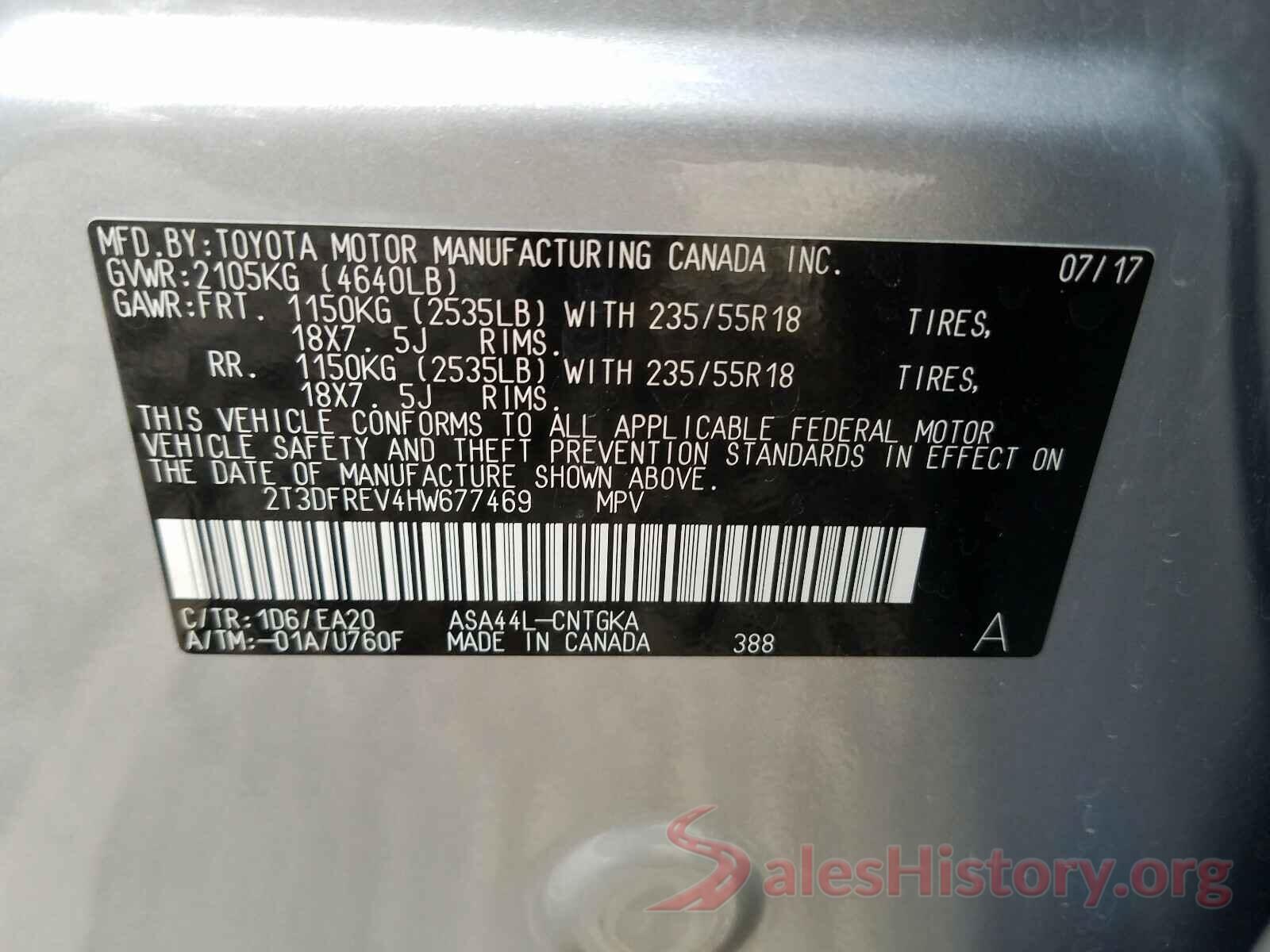 2T3DFREV4HW677469 2017 TOYOTA RAV4