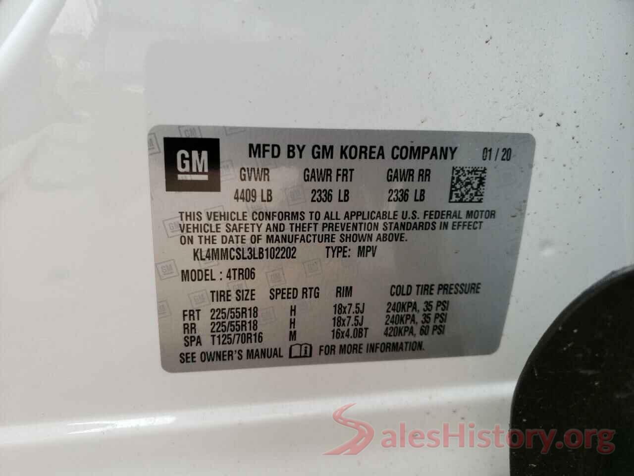 KL4MMCSL3LB102202 2020 BUICK ENCORE