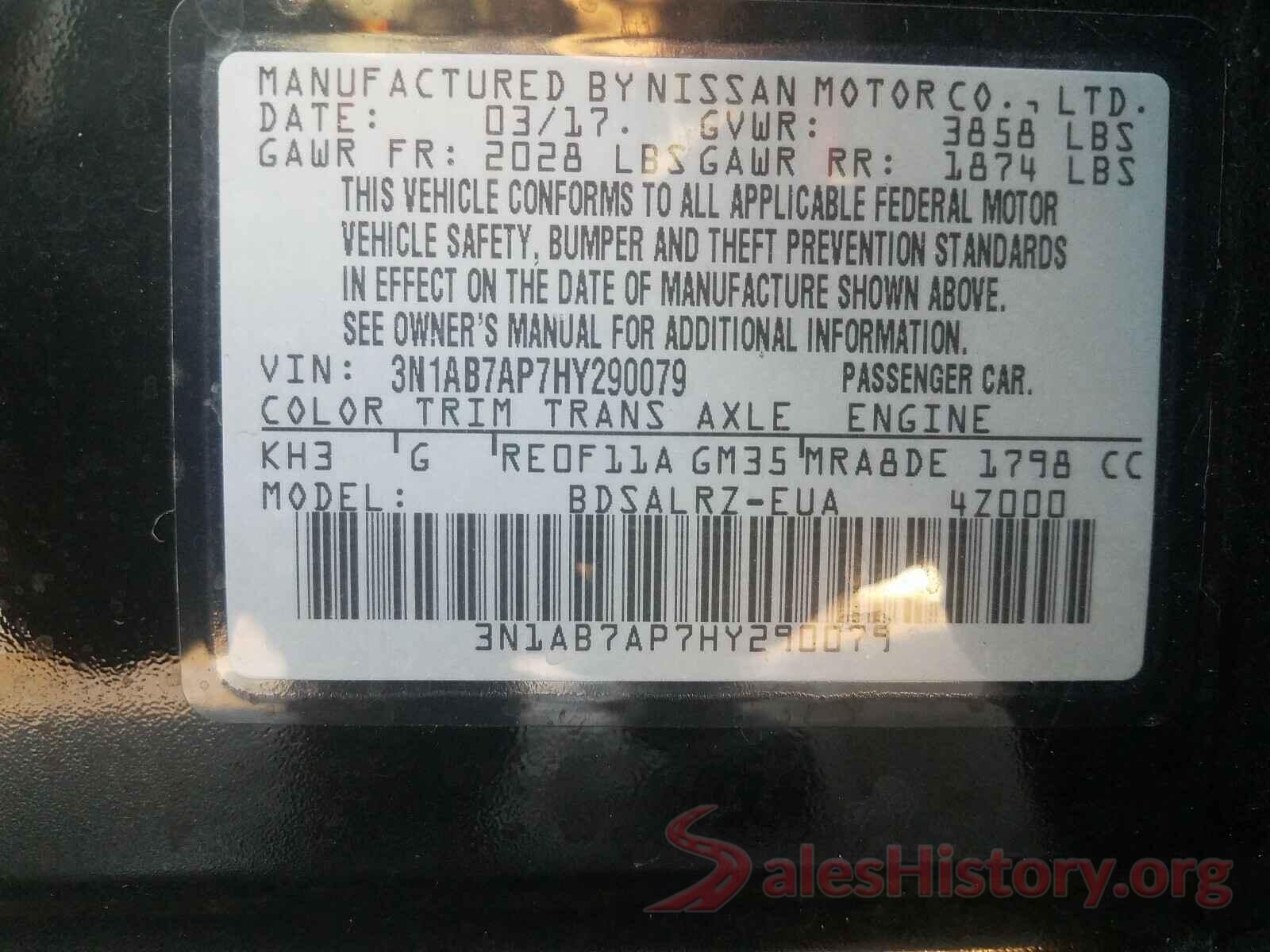 3N1AB7AP7HY290079 2017 NISSAN SENTRA