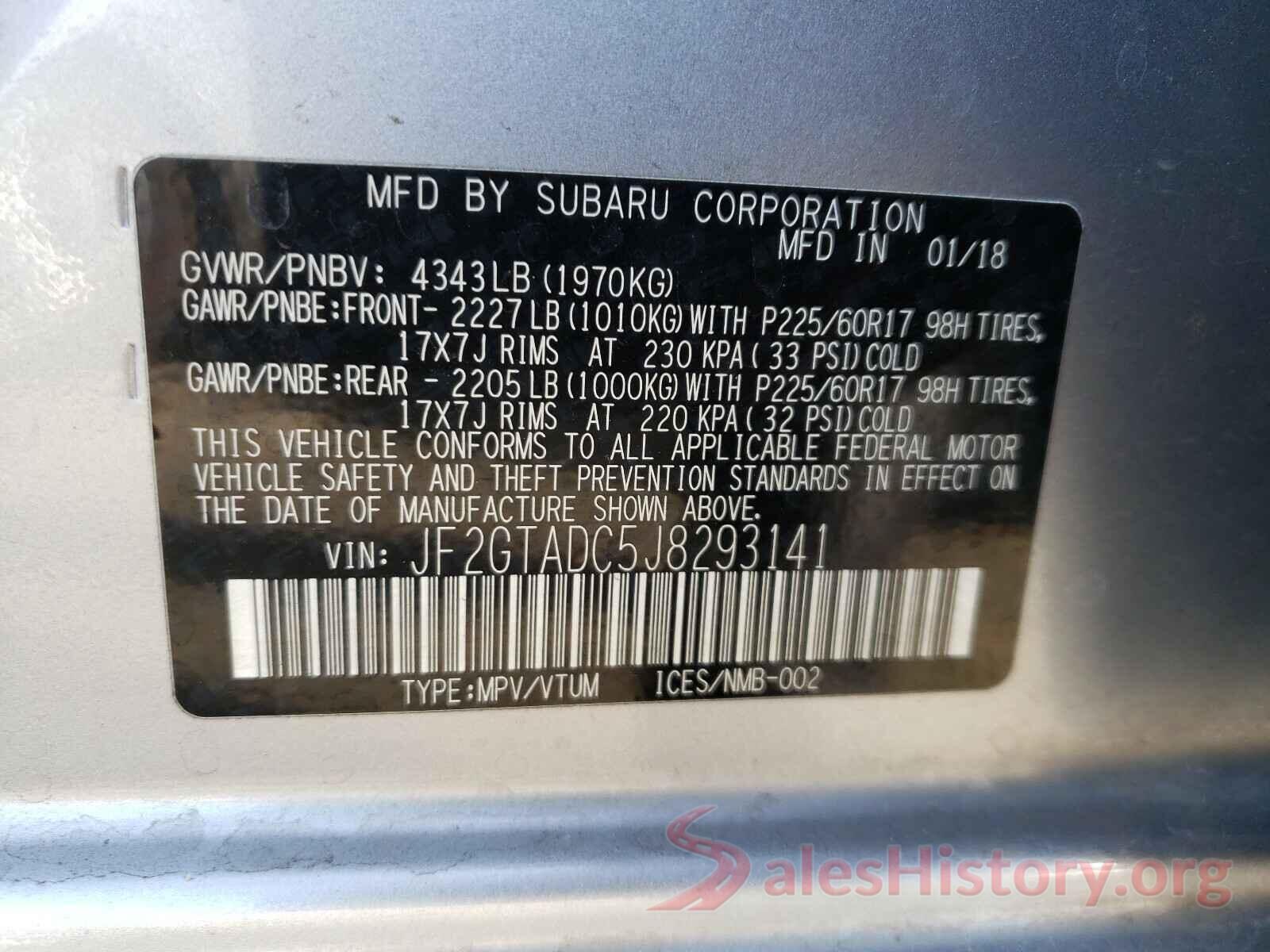 JF2GTADC5J8293141 2018 SUBARU CROSSTREK