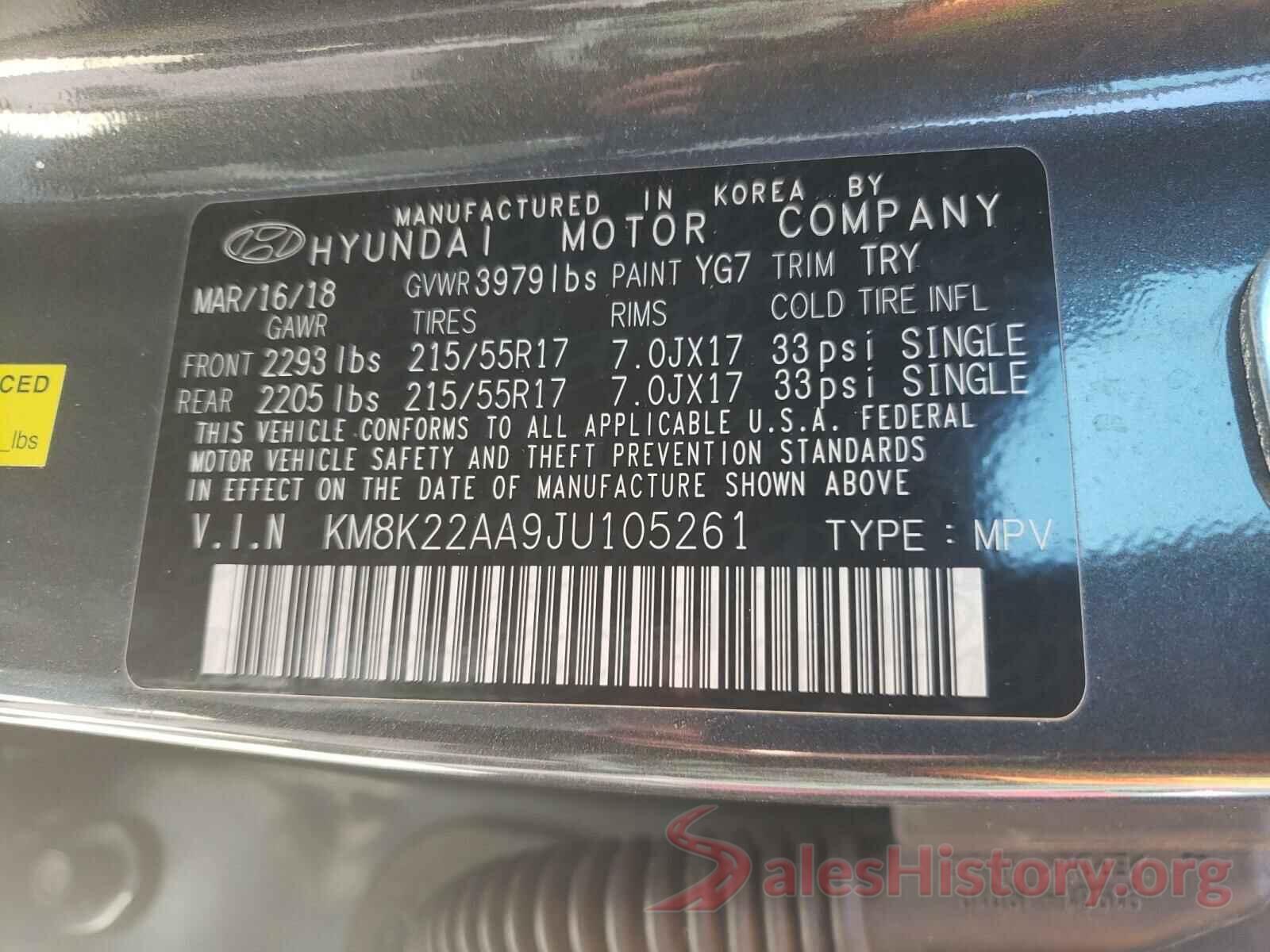 KM8K22AA9JU105261 2018 HYUNDAI KONA