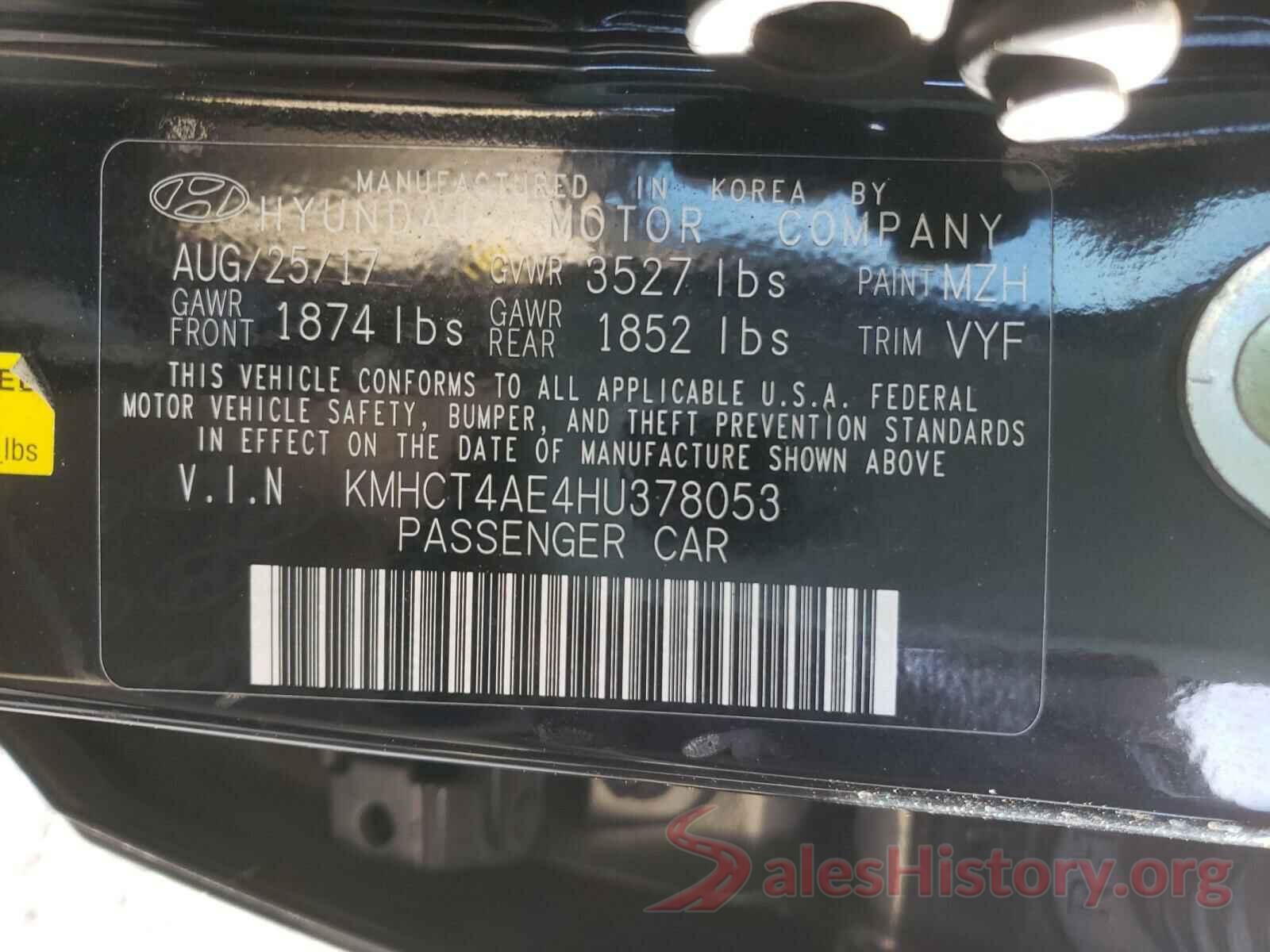 KMHCT4AE4HU378053 2017 HYUNDAI ACCENT