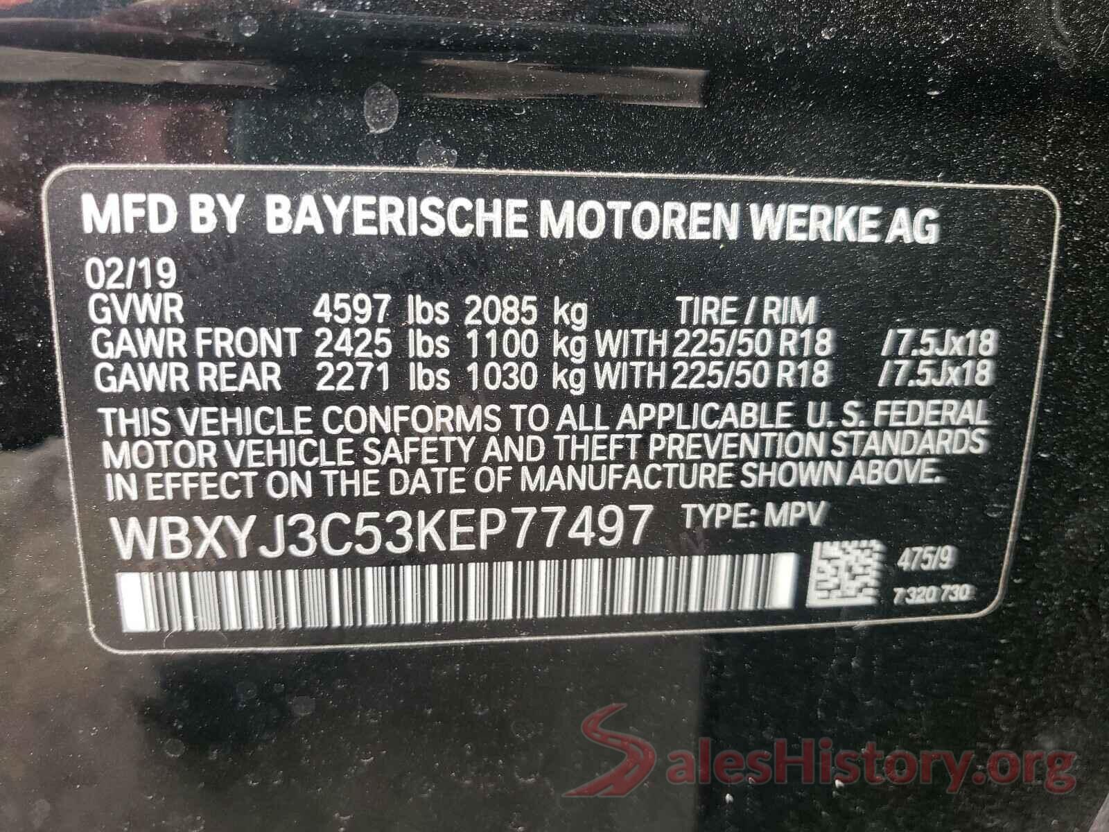 WBXYJ3C53KEP77497 2019 BMW X2