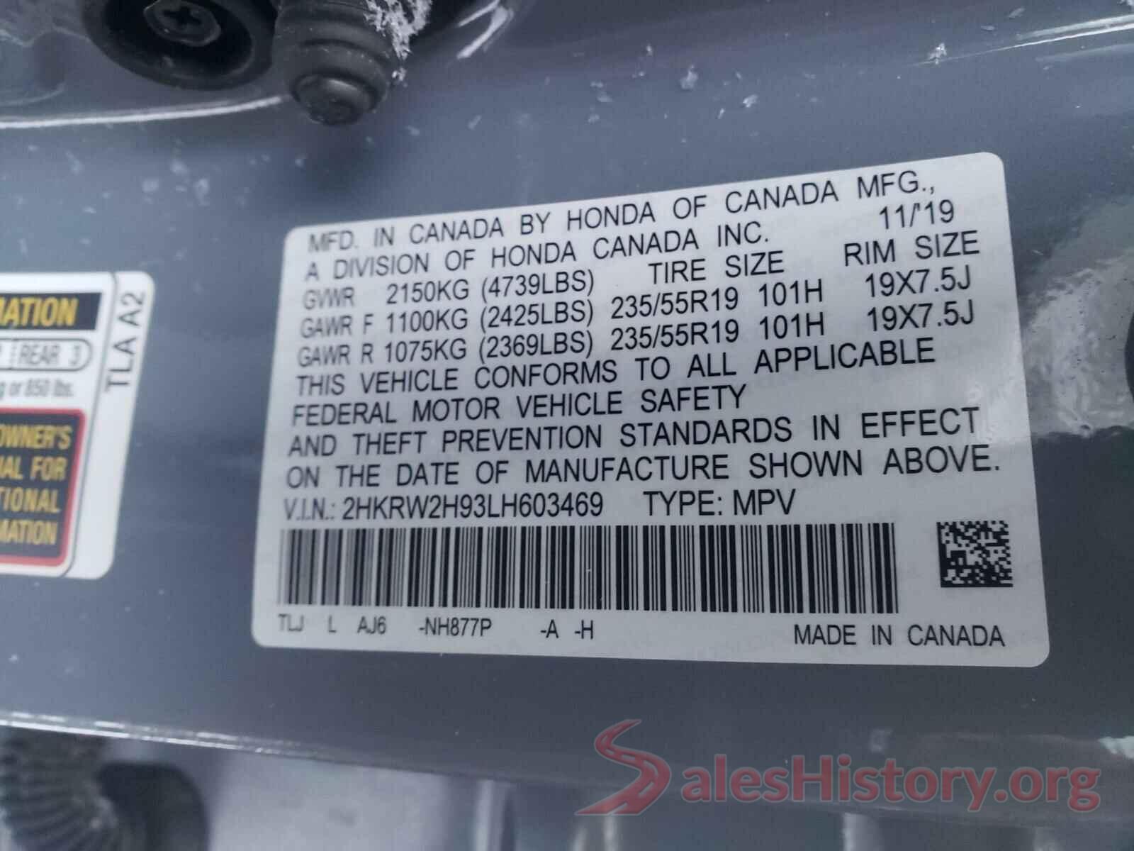 2HKRW2H93LH603469 2020 HONDA CRV