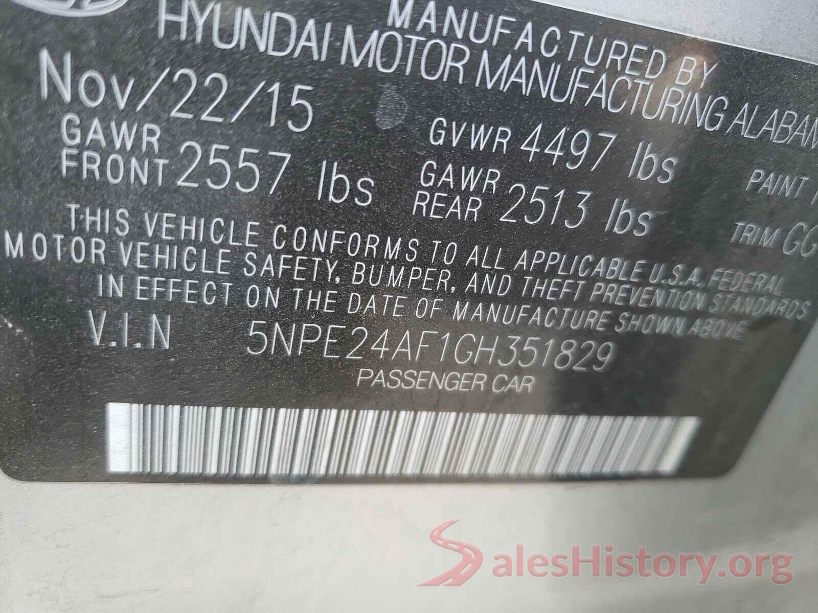 5NPE24AF1GH351829 2016 HYUNDAI SONATA