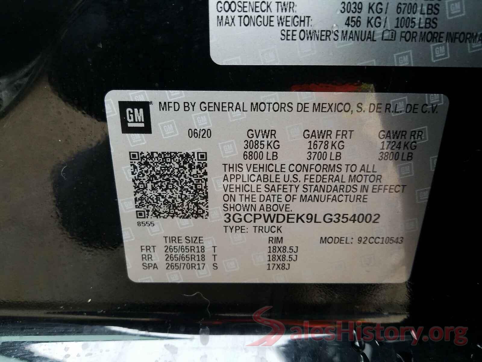 3GCPWDEK9LG354002 2020 CHEVROLET SILVERADO