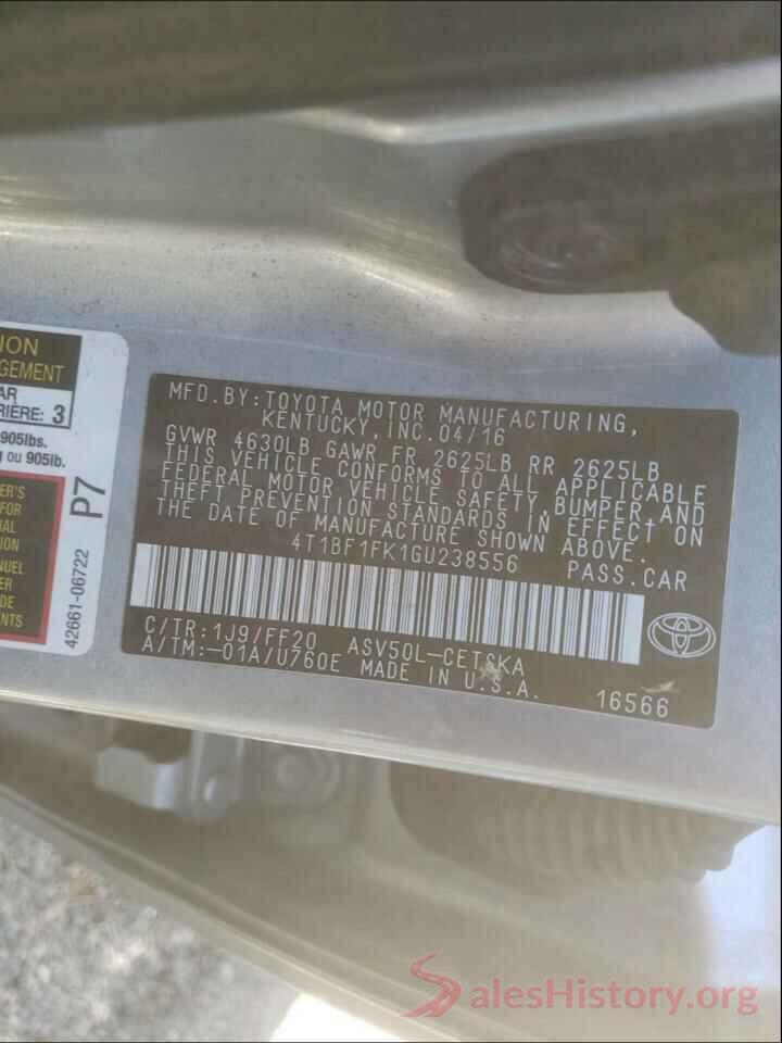 4T1BF1FK1GU238556 2016 TOYOTA CAMRY