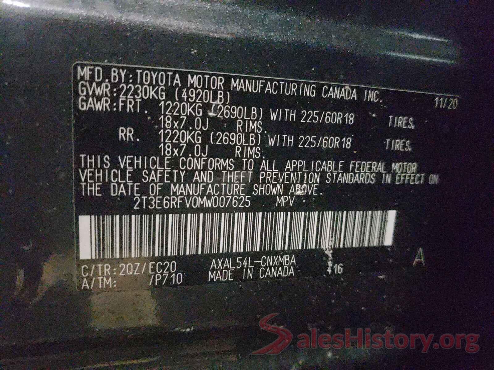 2T3E6RFV0MW007625 2021 TOYOTA RAV4