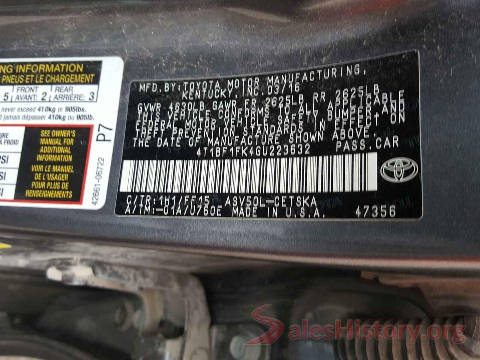 4T1BF1FK4GU223632 2016 TOYOTA CAMRY