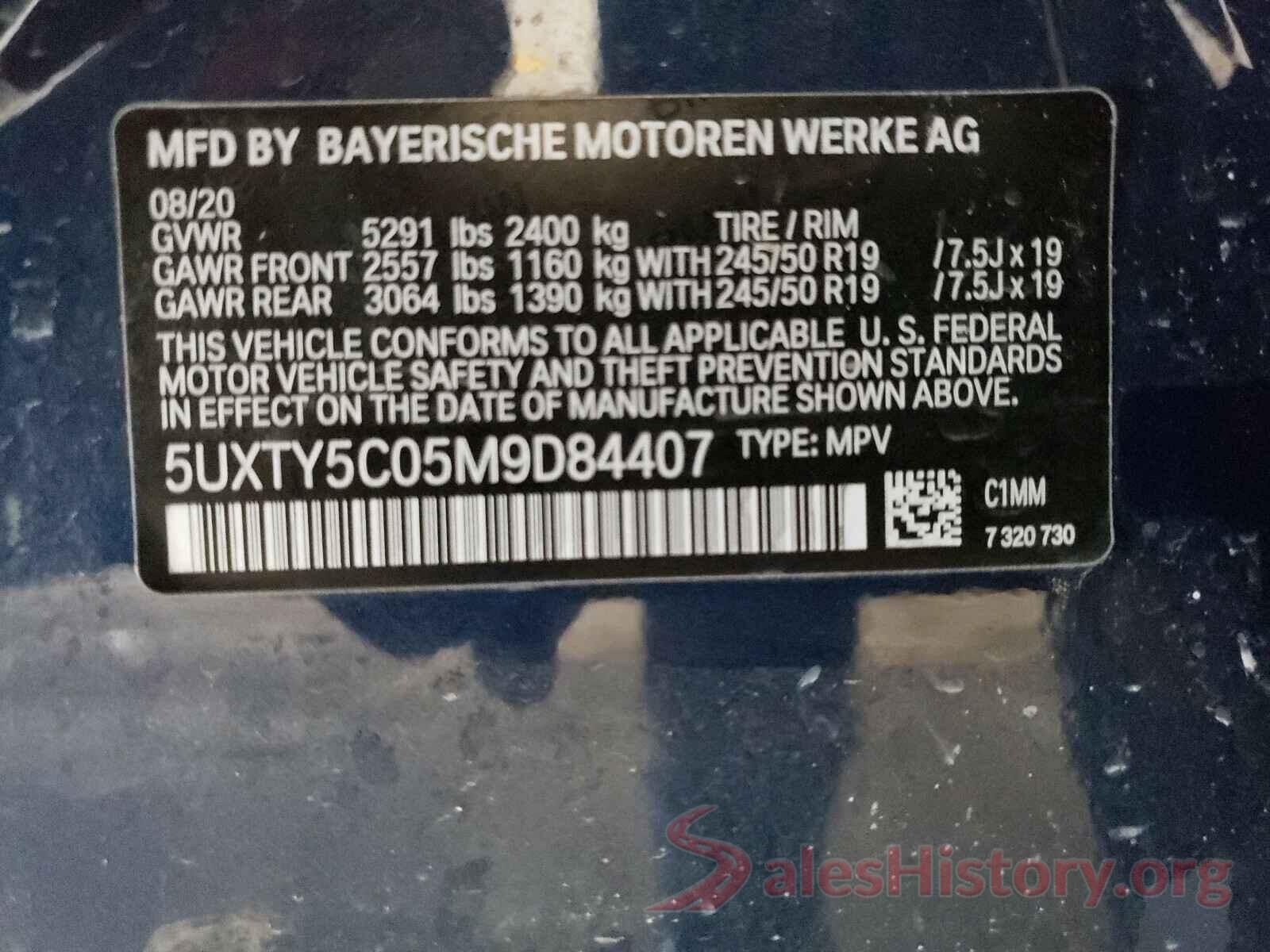 5UXTY5C05M9D84407 2021 BMW X3