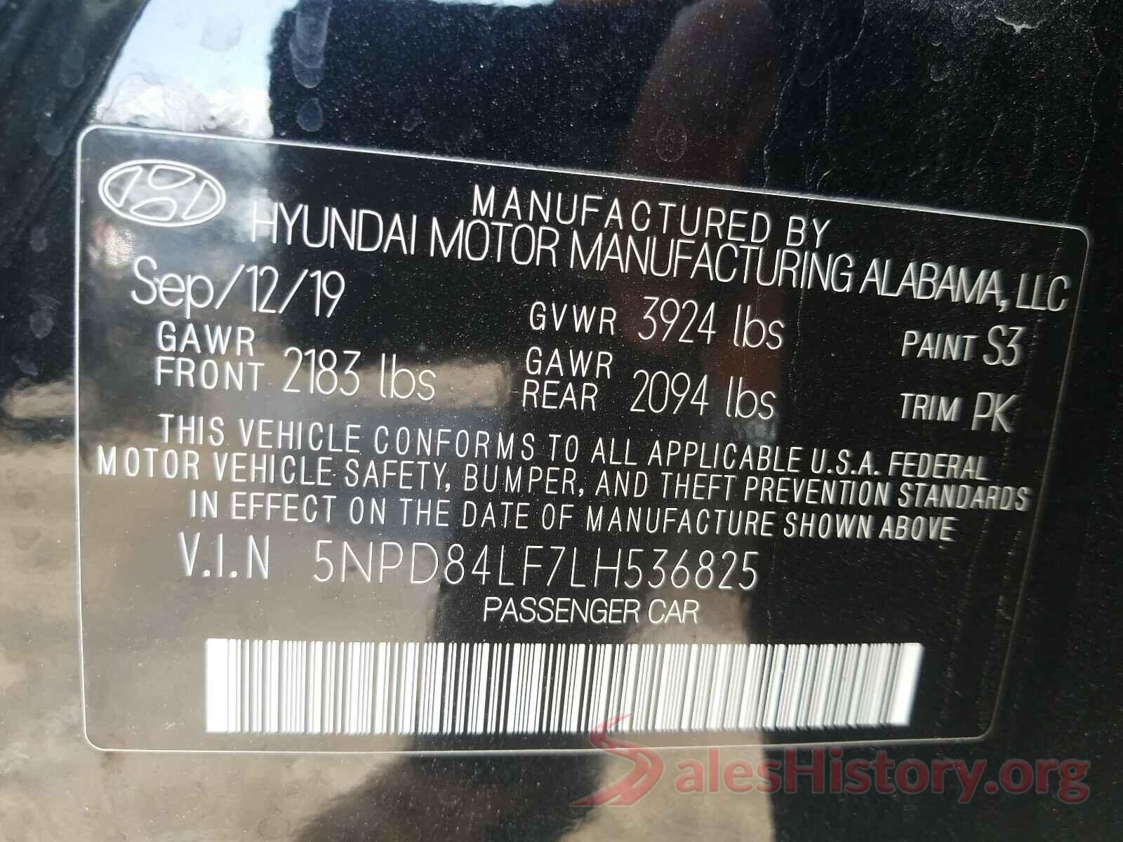 5NPD84LF7LH536825 2020 HYUNDAI ELANTRA