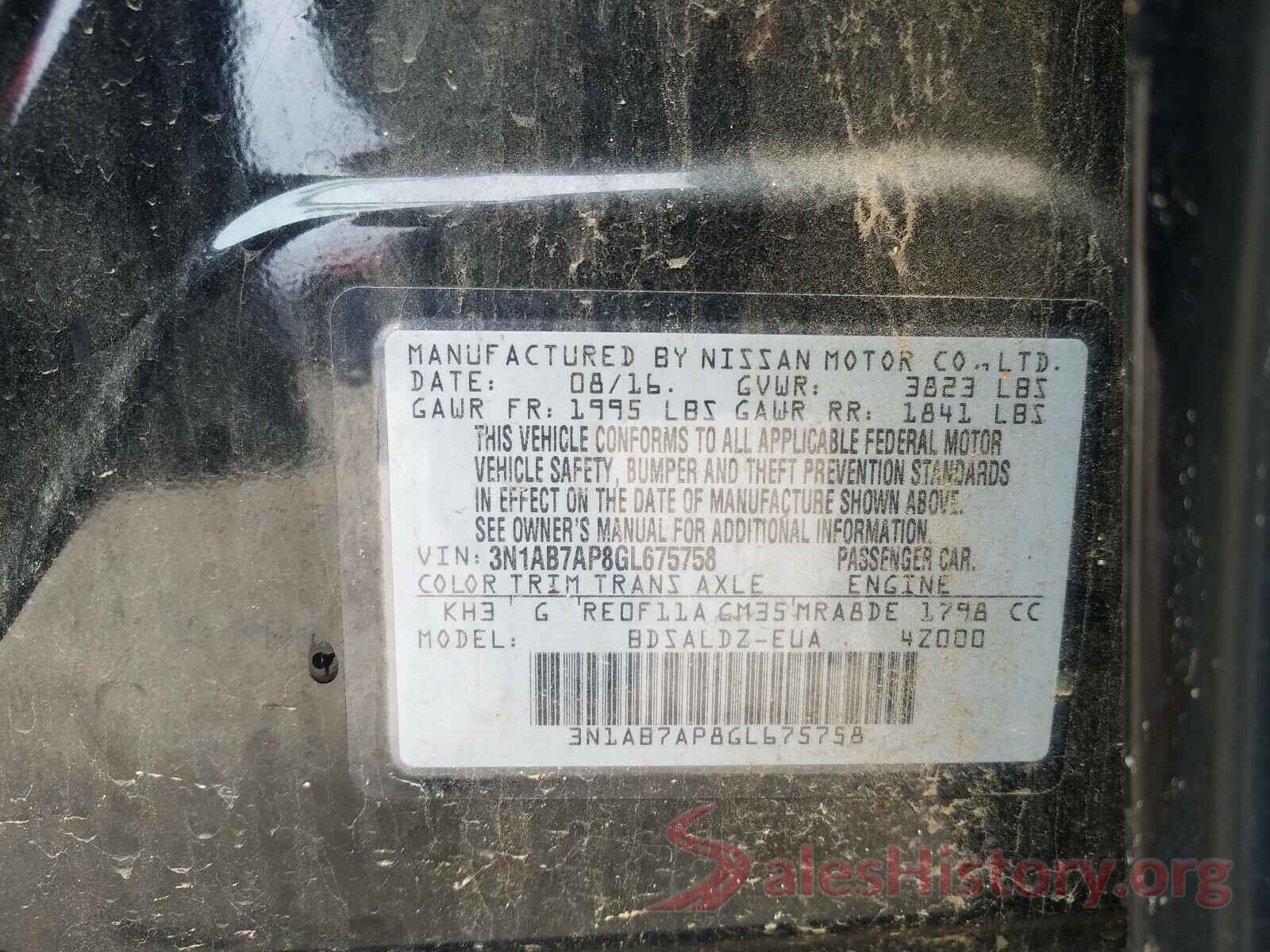 3N1AB7AP8GL675758 2016 NISSAN SENTRA