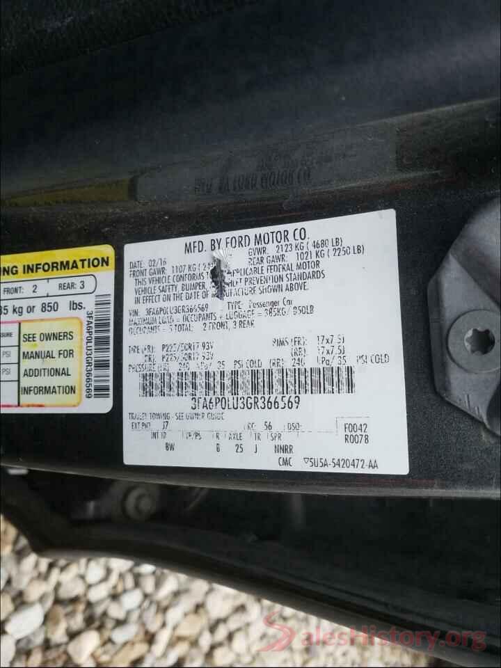 3FA6P0LU3GR366569 2016 FORD FUSION