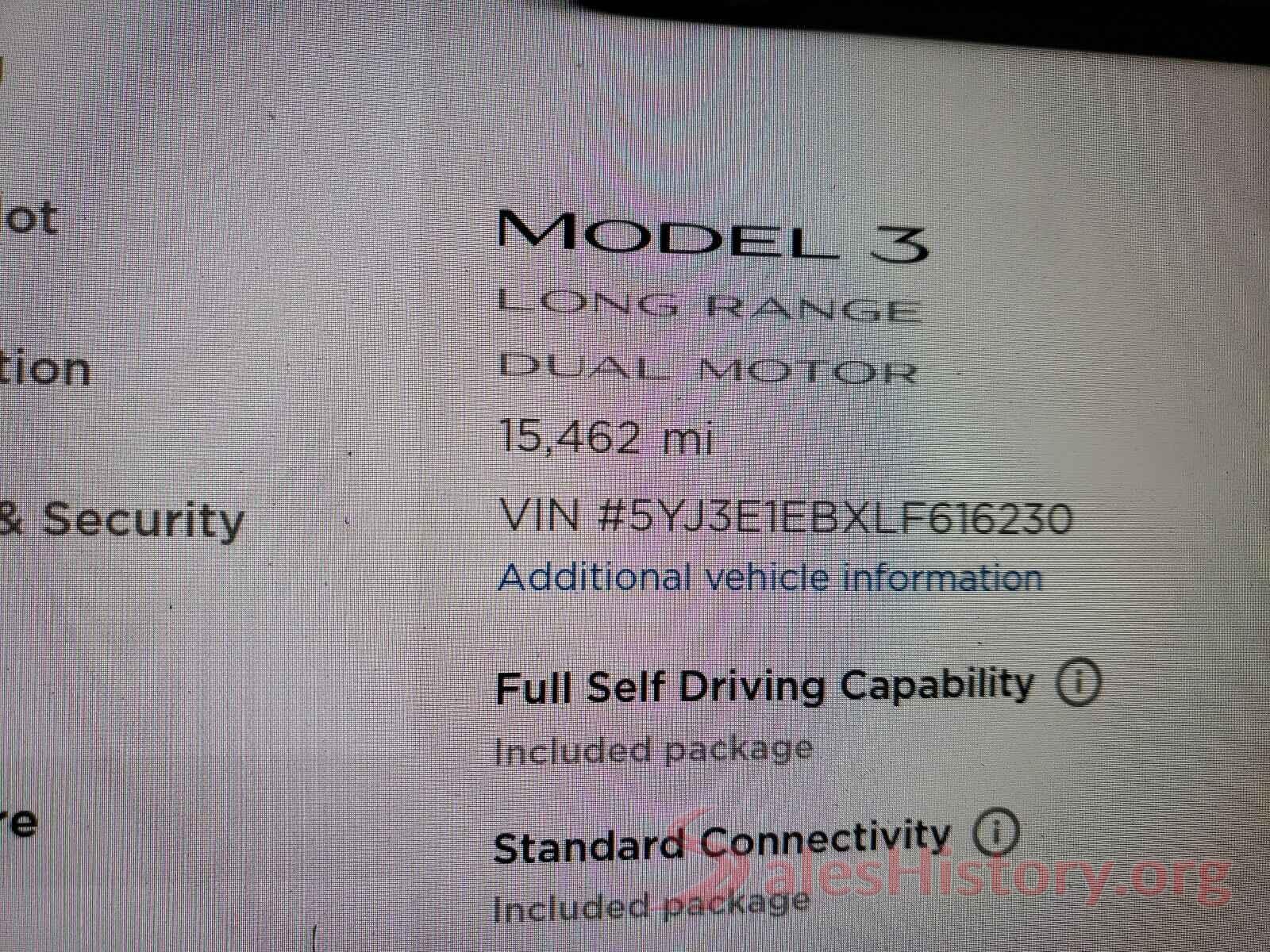 5YJ3E1EBXLF616230 2020 TESLA MODEL 3