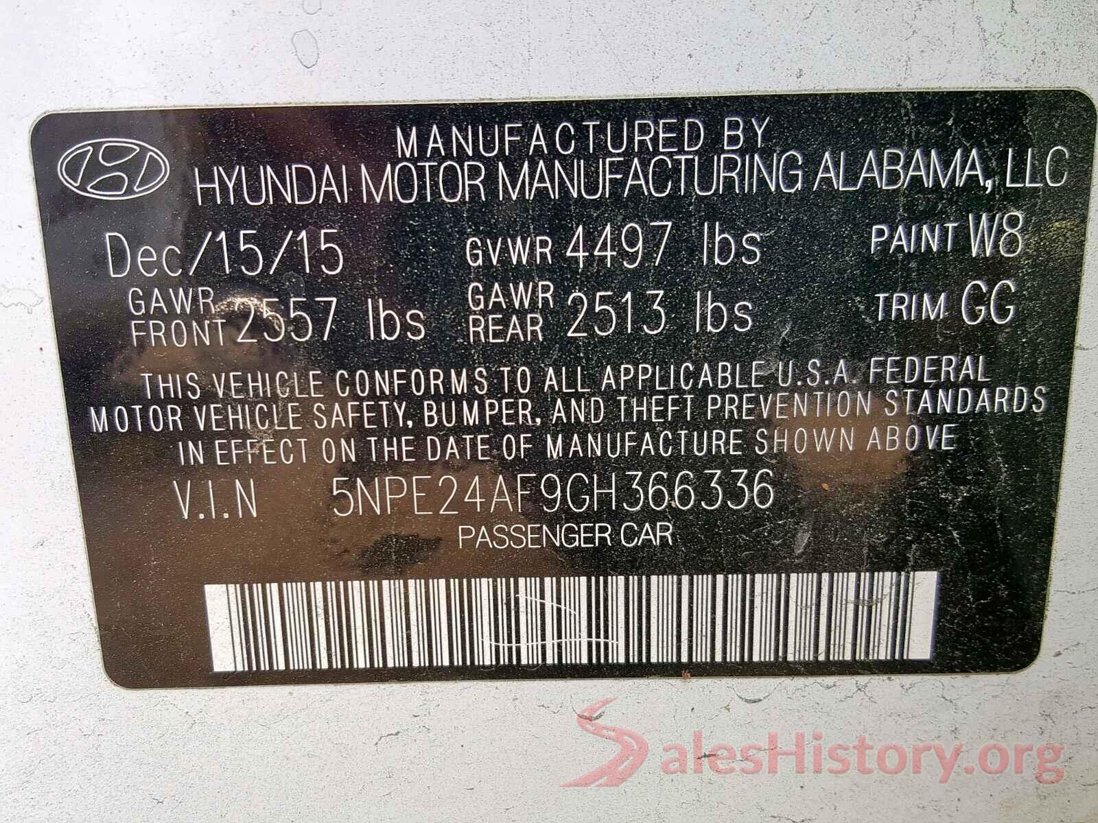 5NPE24AF9GH366336 2016 HYUNDAI SONATA