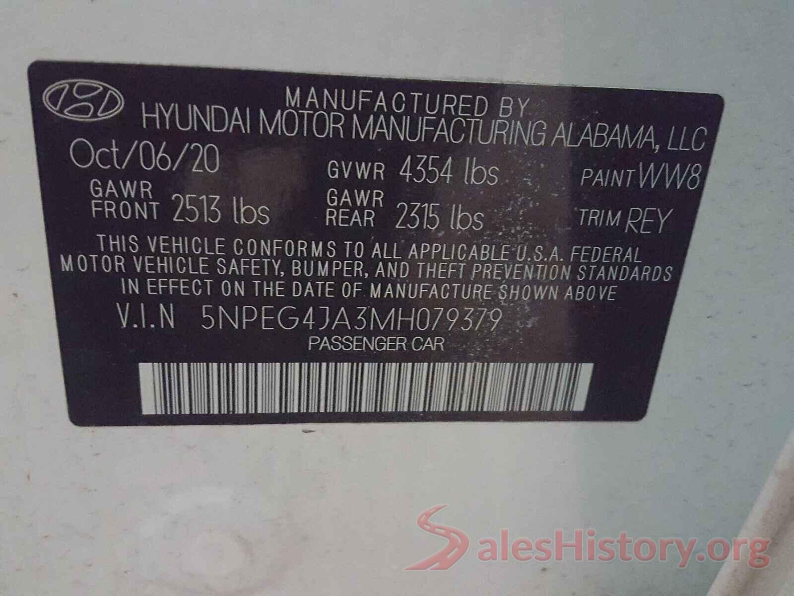 5NPEG4JA3MH079379 2021 HYUNDAI SONATA