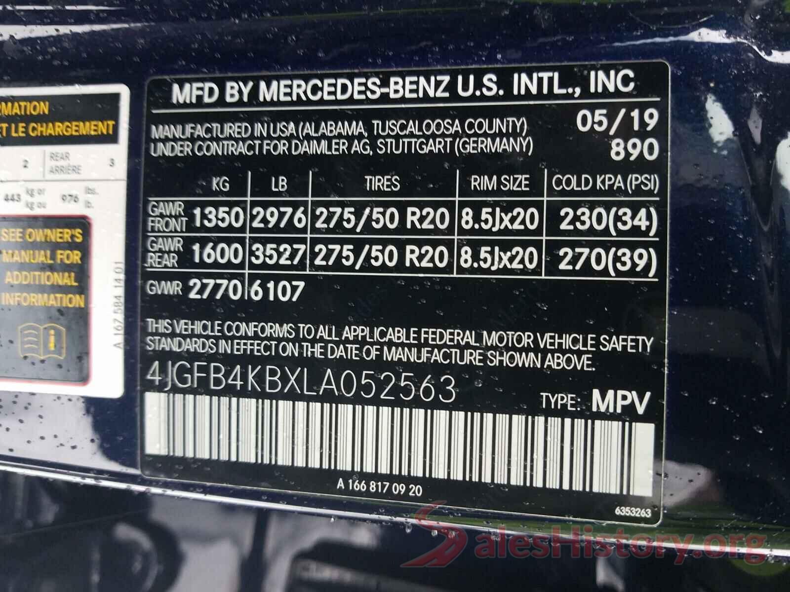 4JGFB4KBXLA052563 2020 MERCEDES-BENZ G CLASS