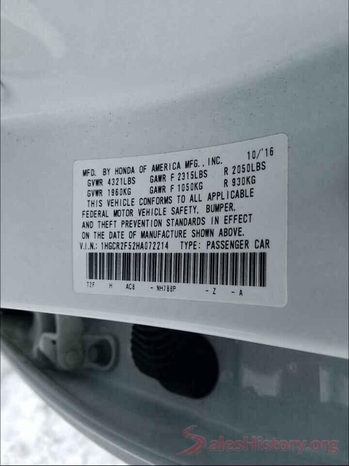 1HGCR2F52HA072214 2017 HONDA ACCORD