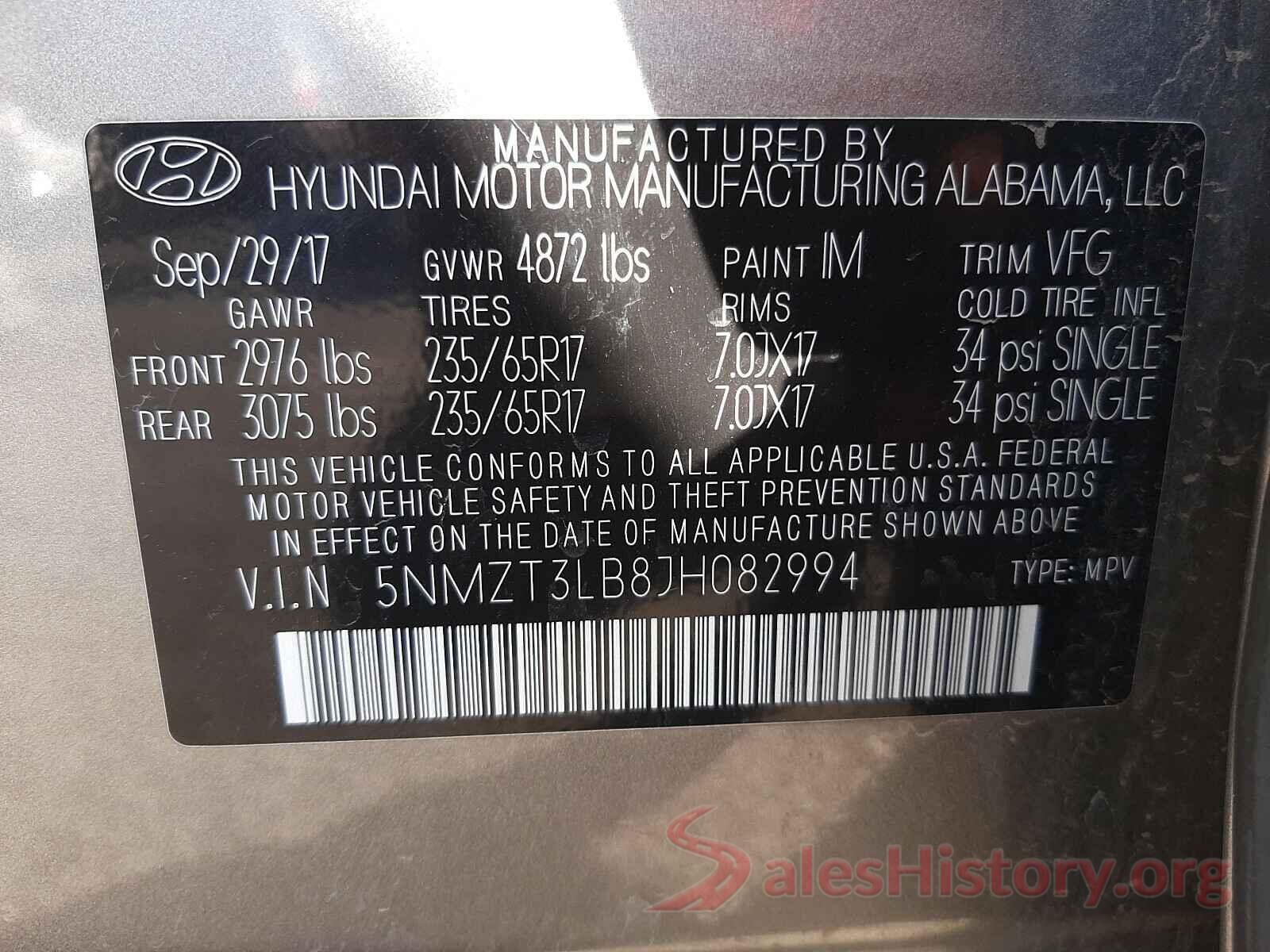 5NMZT3LB8JH082994 2018 HYUNDAI SANTA FE