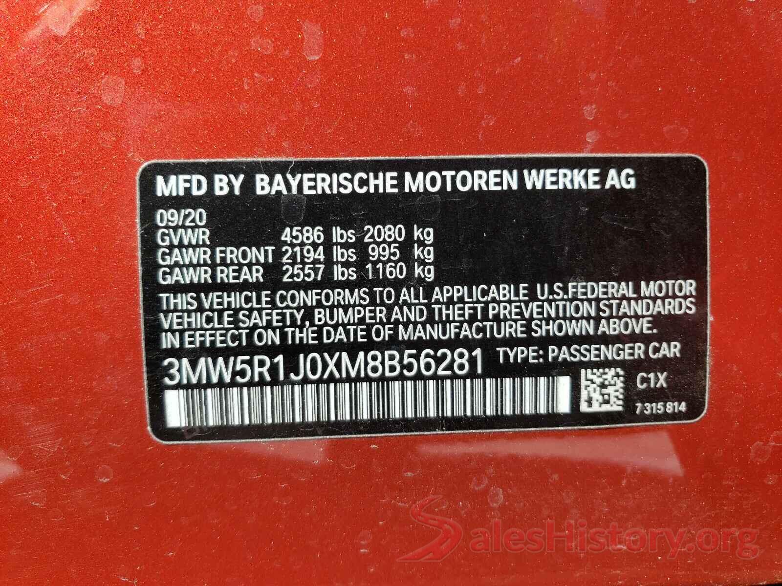 3MW5R1J0XM8B56281 2021 BMW 3 SERIES