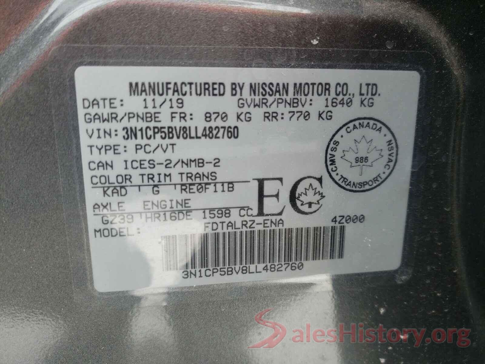 3N1CP5BV8LL482760 2020 NISSAN KICKS