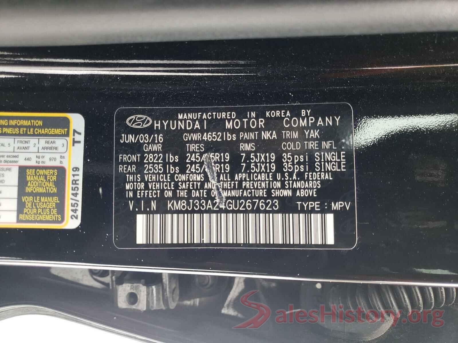 KM8J33A24GU267623 2016 HYUNDAI TUCSON