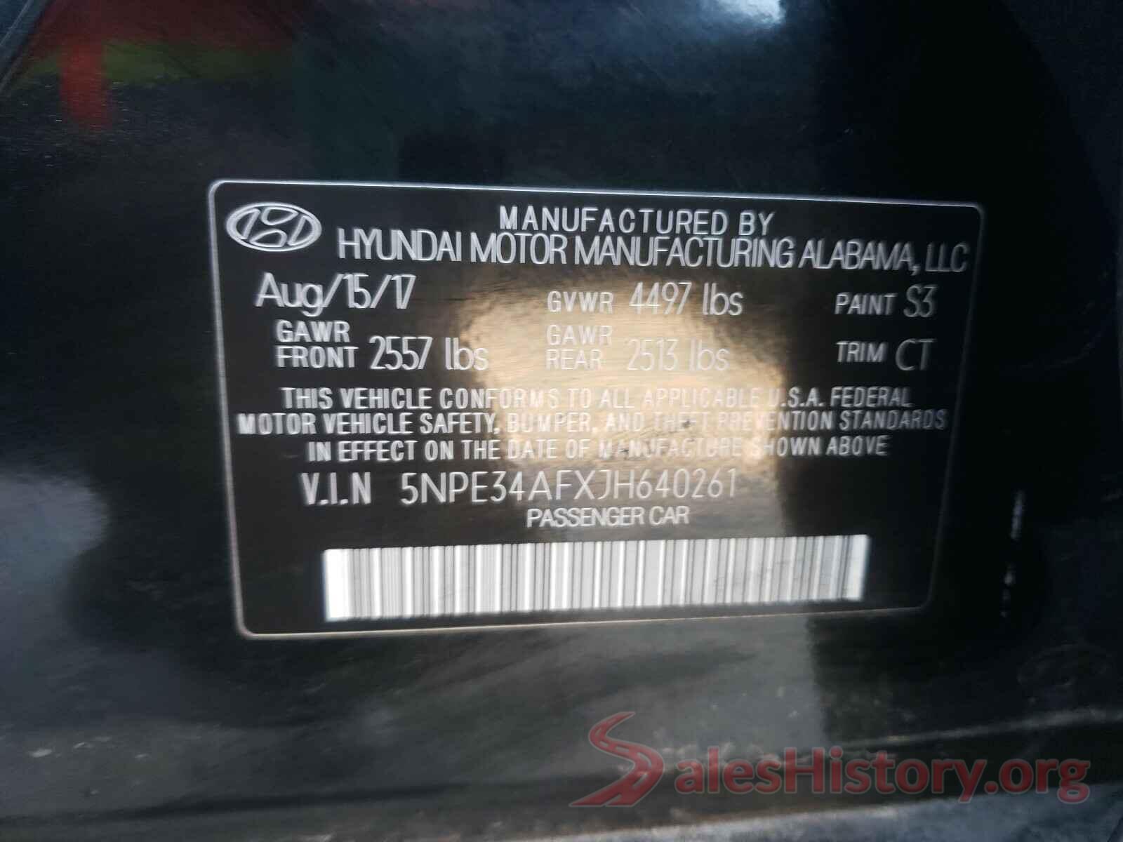 5NPE34AFXJH640261 2018 HYUNDAI SONATA