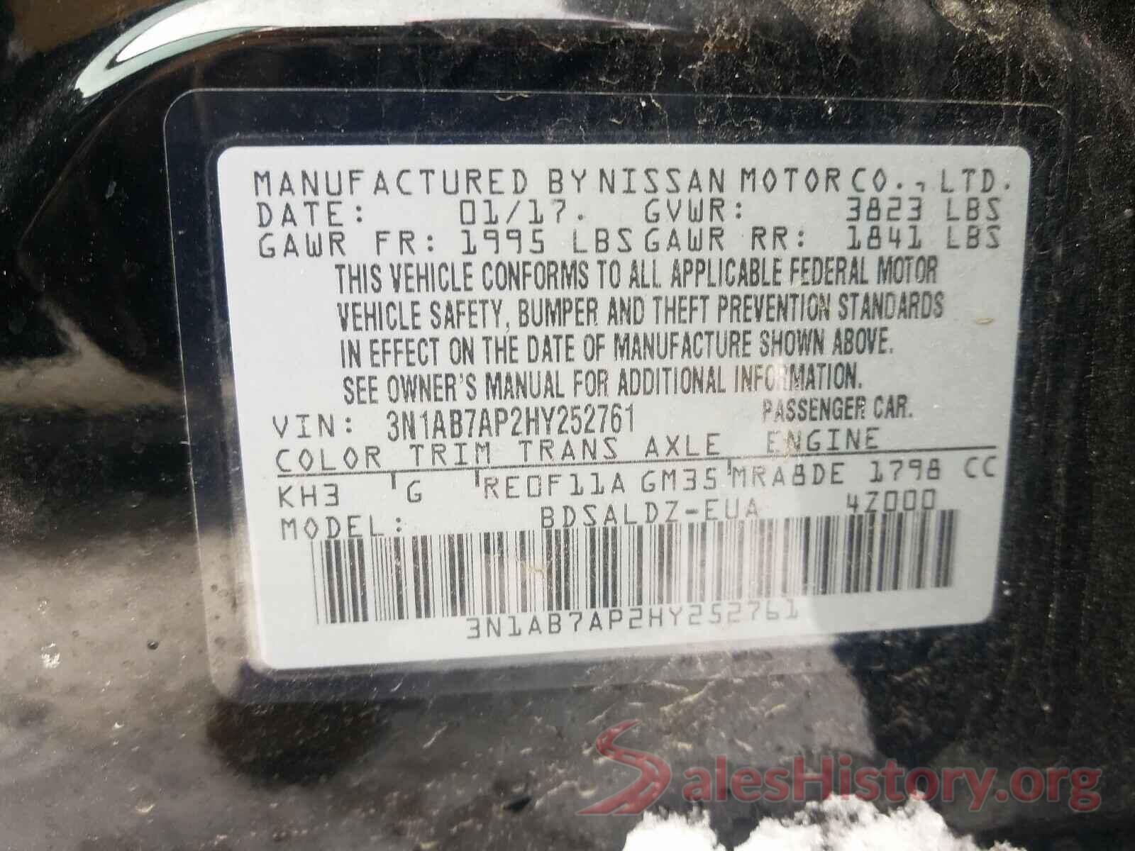 3N1AB7AP2HY252761 2017 NISSAN SENTRA