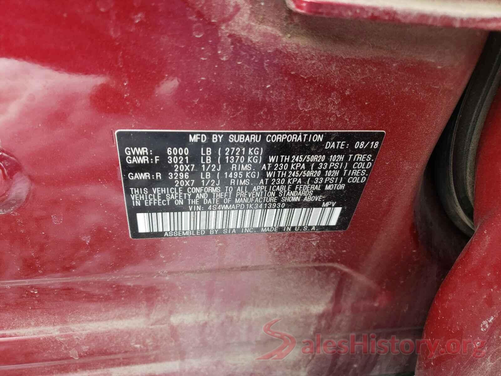 4S4WMAPD1K3413930 2019 SUBARU ALL MODESL