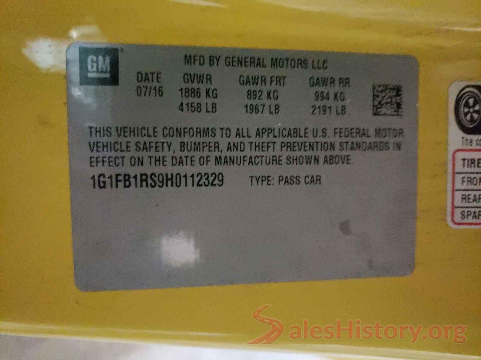 1G1FB1RS9H0112329 2017 CHEVROLET CAMARO