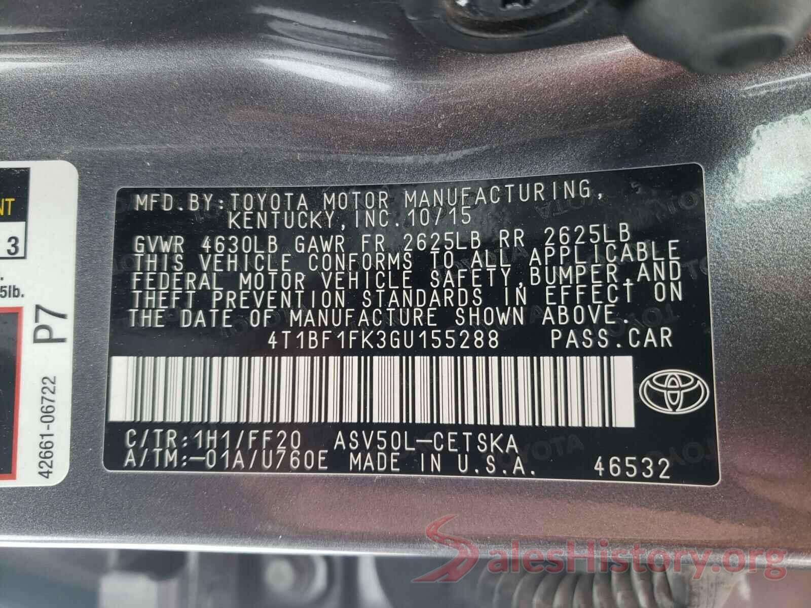 4T1BF1FK3GU155288 2016 TOYOTA CAMRY