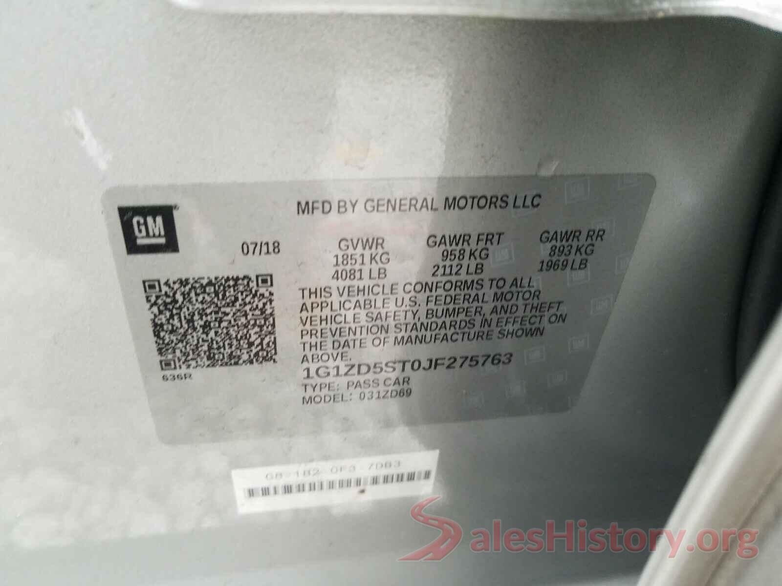 1G1ZD5ST0JF275763 2018 CHEVROLET MALIBU