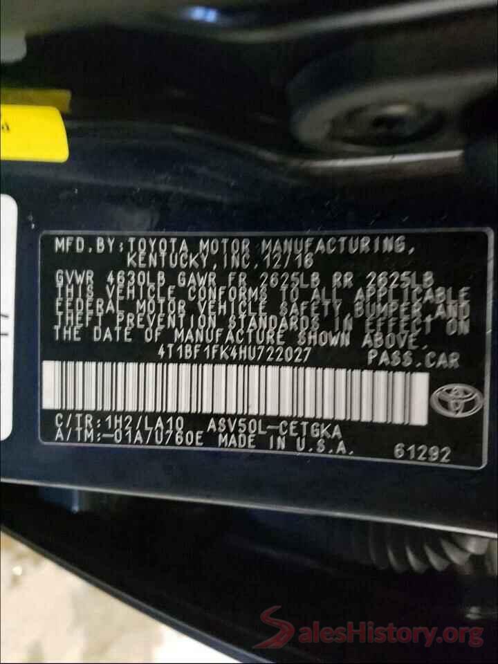 4T1BF1FK4HU722027 2017 TOYOTA CAMRY