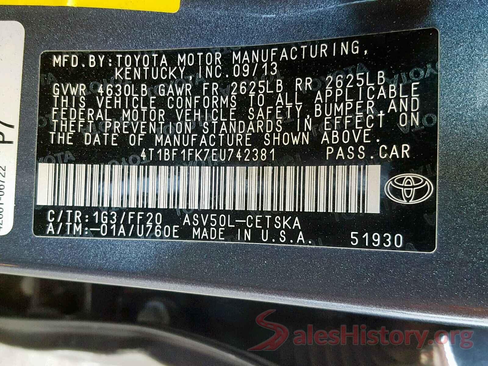 4T1BF1FK7EU742381 2014 TOYOTA CAMRY