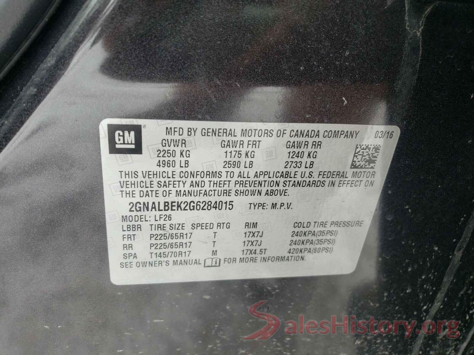 2GNALBEK2G6284015 2016 CHEVROLET EQUINOX