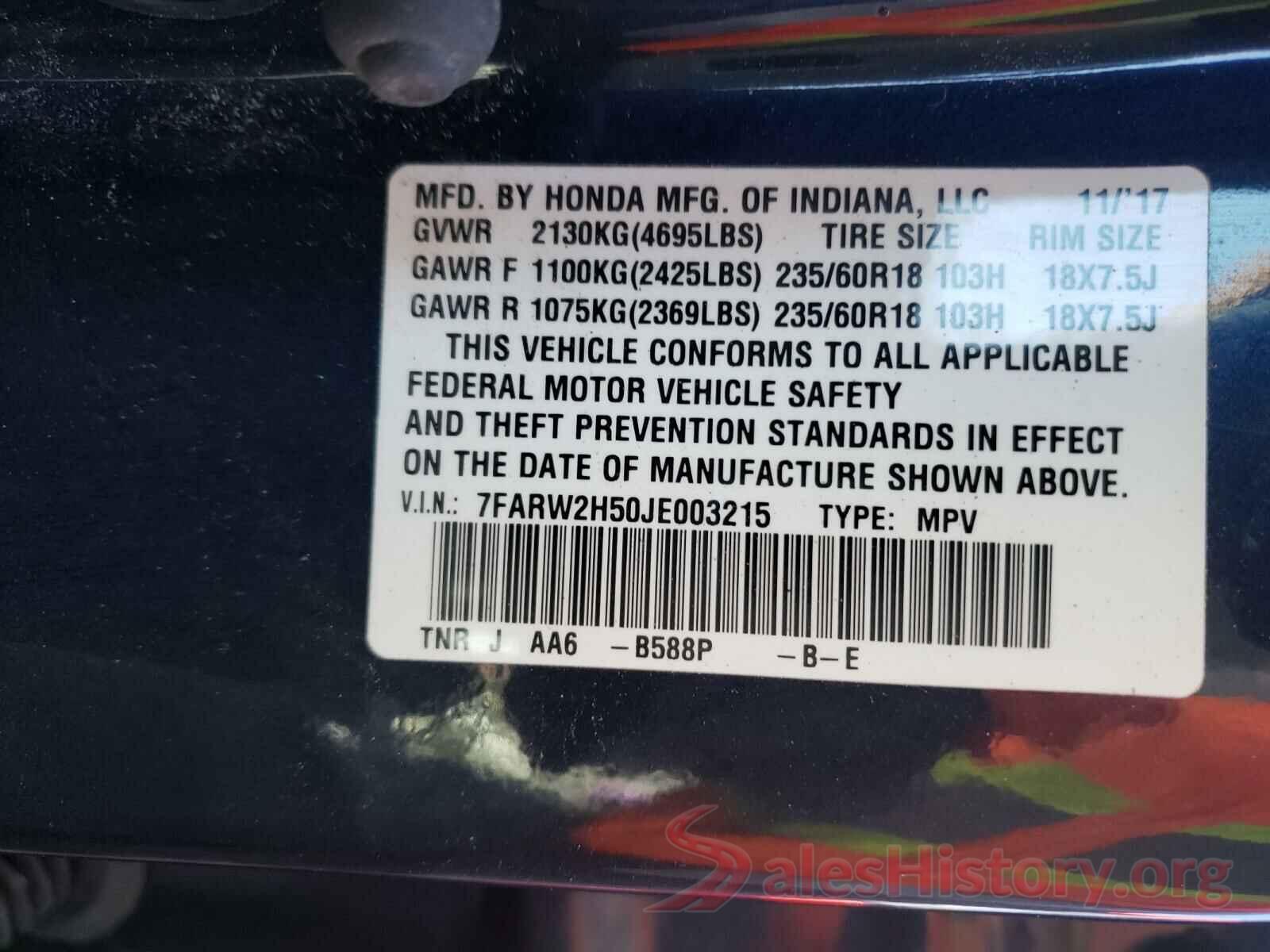 7FARW2H50JE003215 2018 HONDA CRV