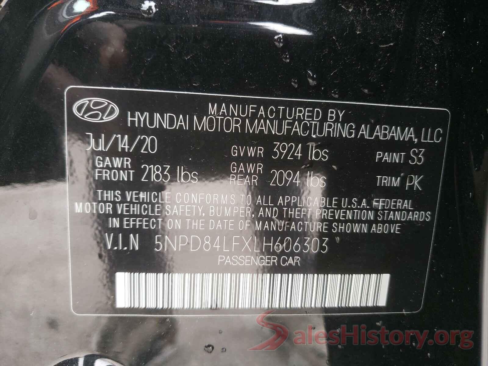 5NPD84LFXLH606303 2020 HYUNDAI ELANTRA