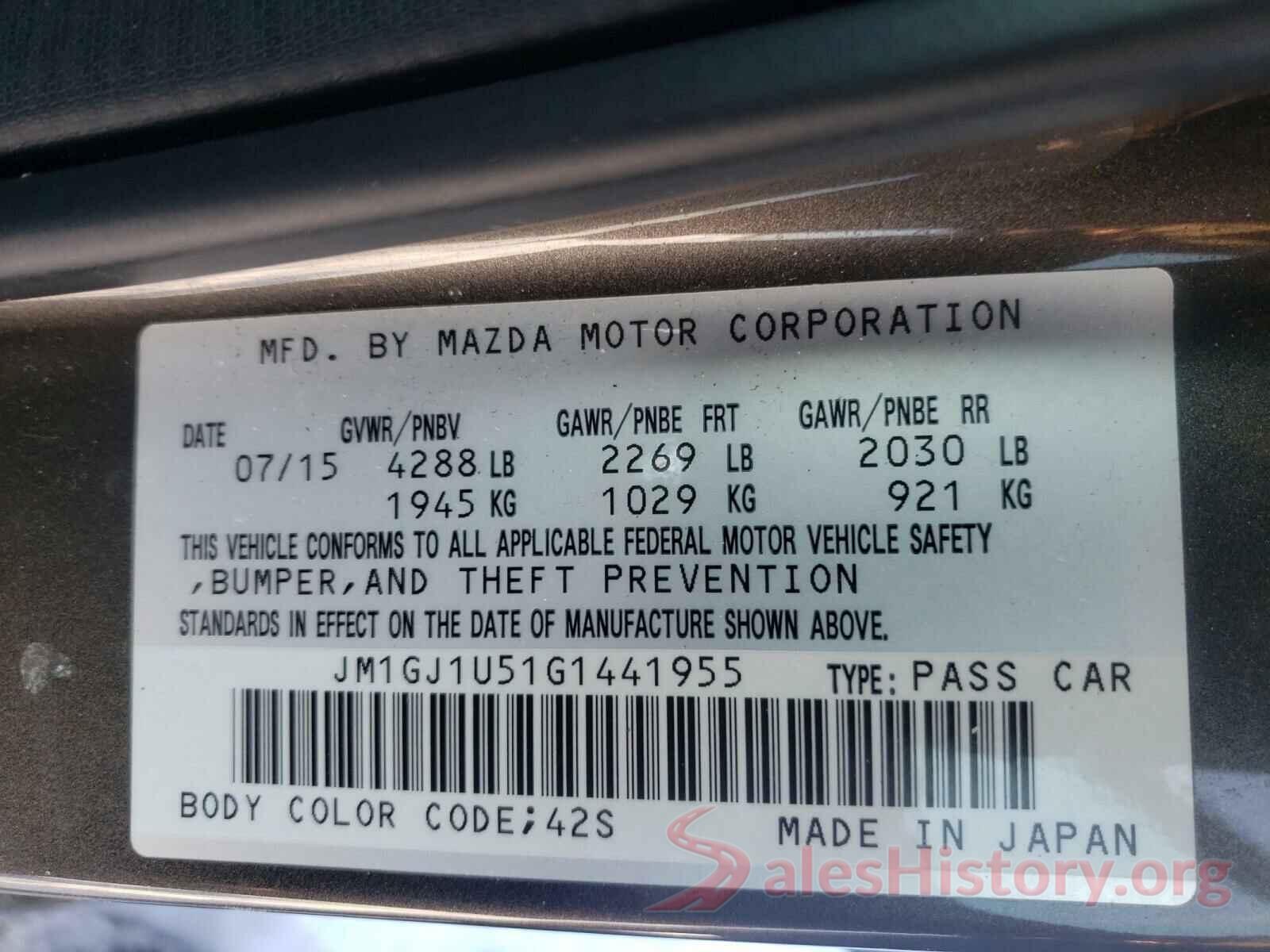 JM1GJ1U51G1441955 2016 MAZDA 6