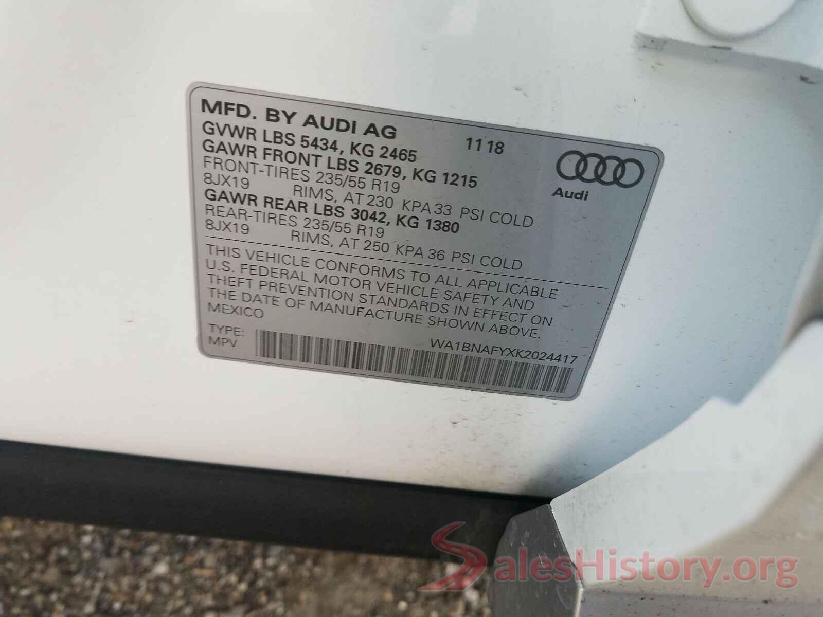 WA1BNAFYXK2024417 2019 AUDI Q5