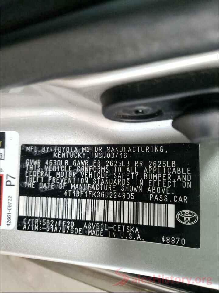 4T1BF1FK3GU224805 2016 TOYOTA CAMRY