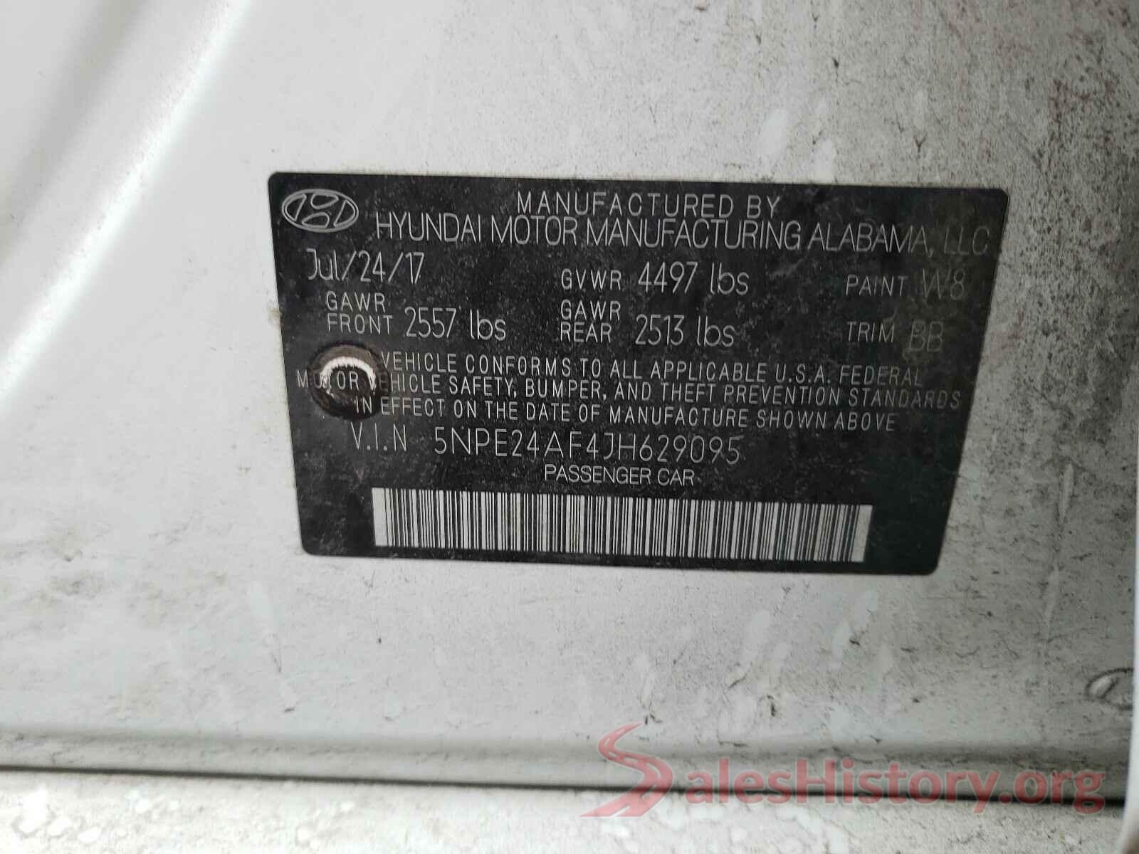 5NPE24AF4JH629095 2018 HYUNDAI SONATA