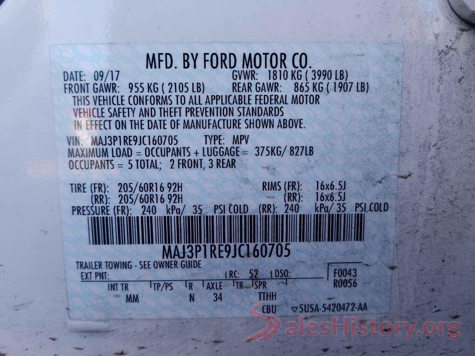 MAJ3P1RE9JC160705 2018 FORD ALL OTHER