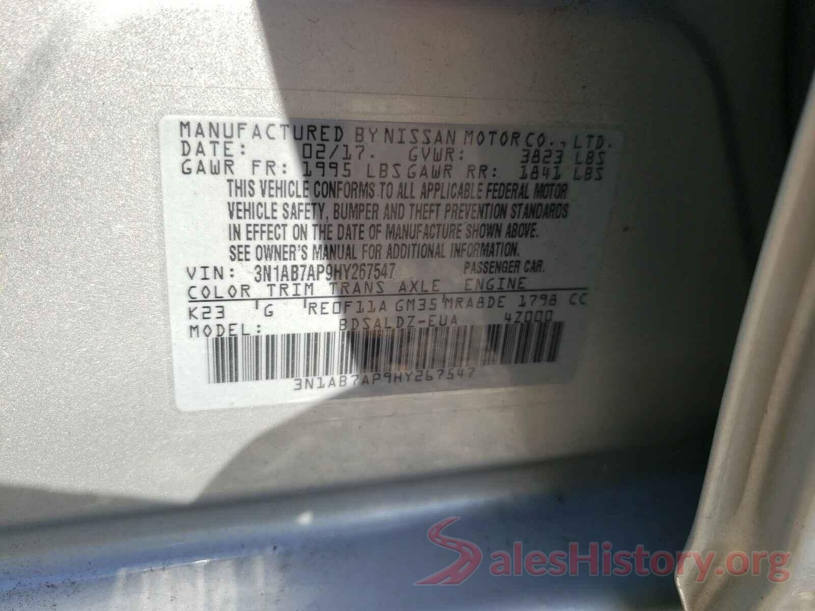 3N1AB7AP9HY267547 2017 NISSAN SENTRA