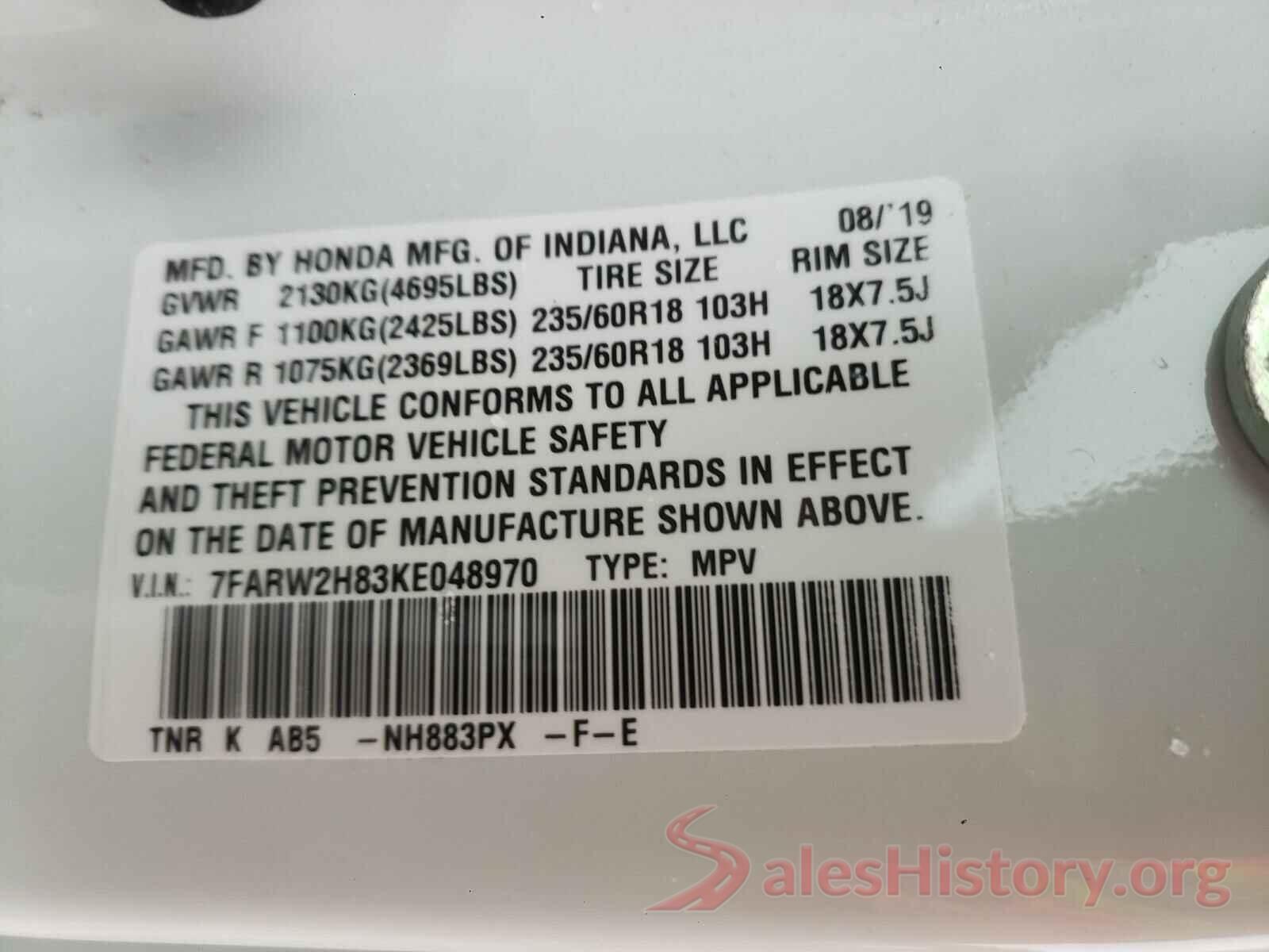 7FARW2H83KE048970 2019 HONDA CRV