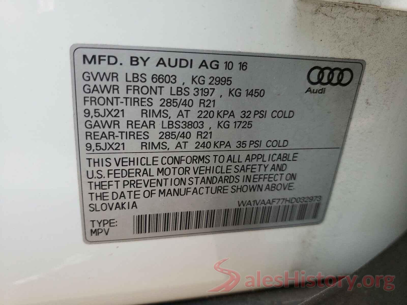 WA1VAAF77HD032973 2017 AUDI Q7