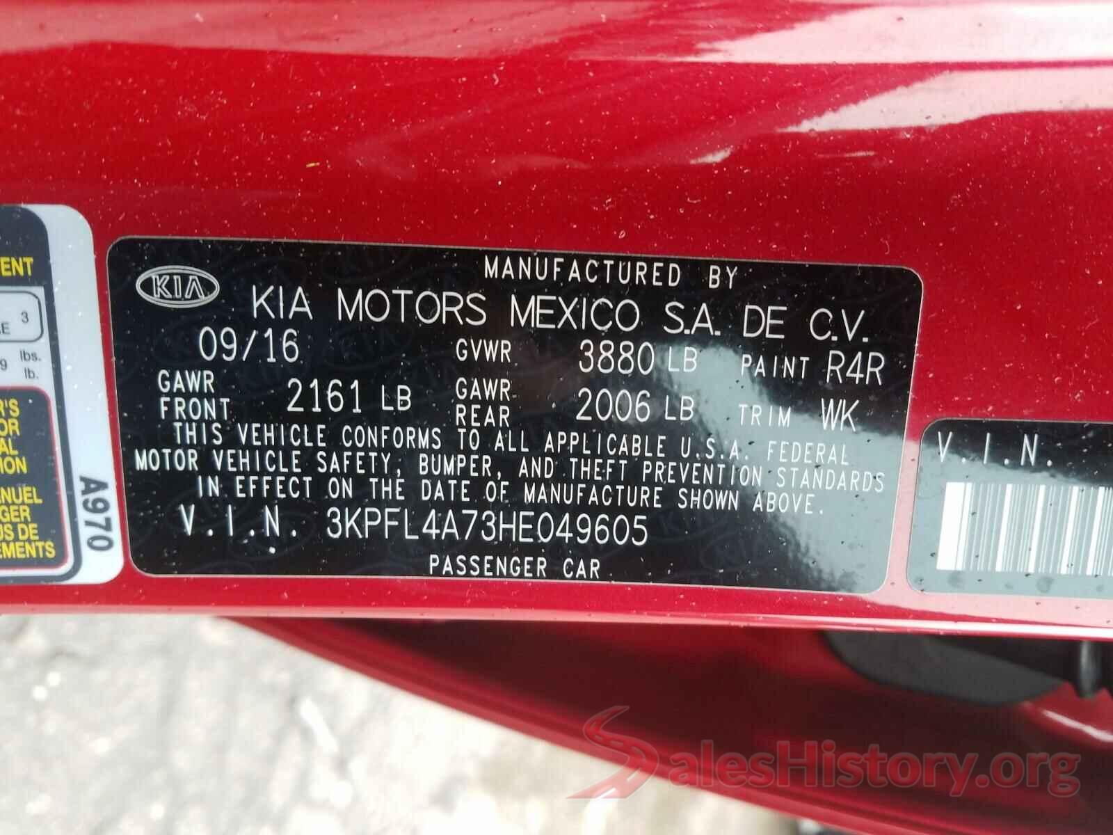 3KPFL4A73HE049605 2017 KIA FORTE