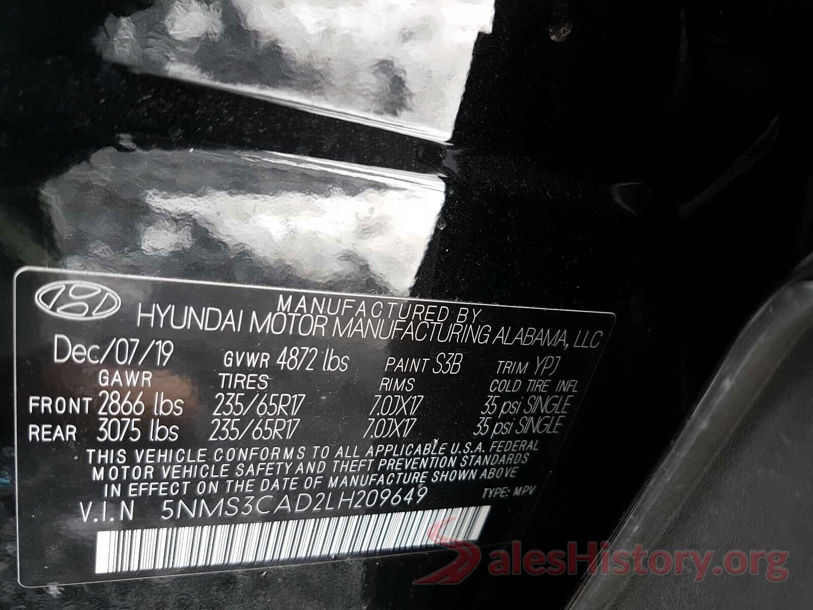 5NMS3CAD2LH209649 2020 HYUNDAI SANTA FE