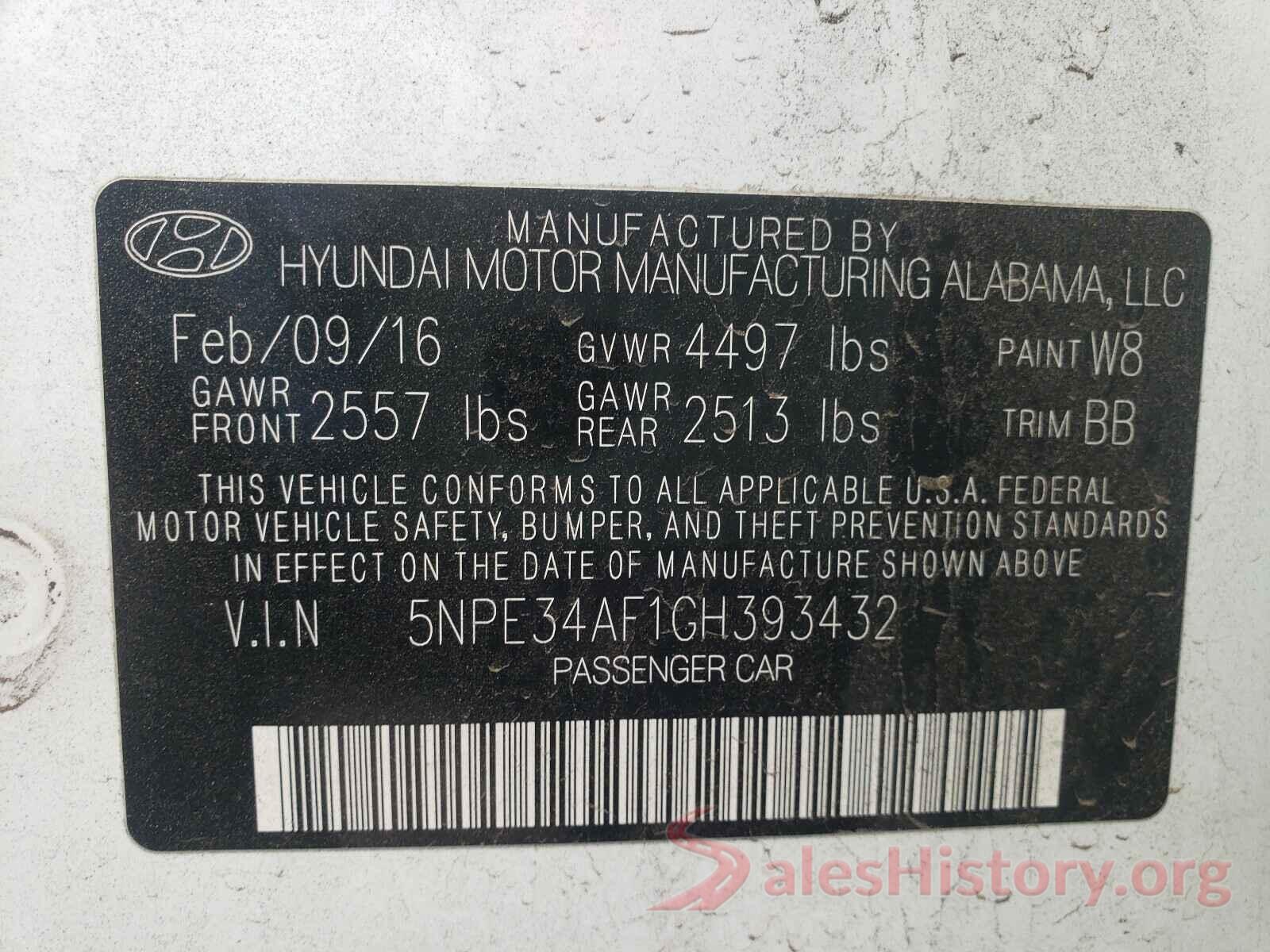 5NPE34AF1GH393432 2016 HYUNDAI SONATA